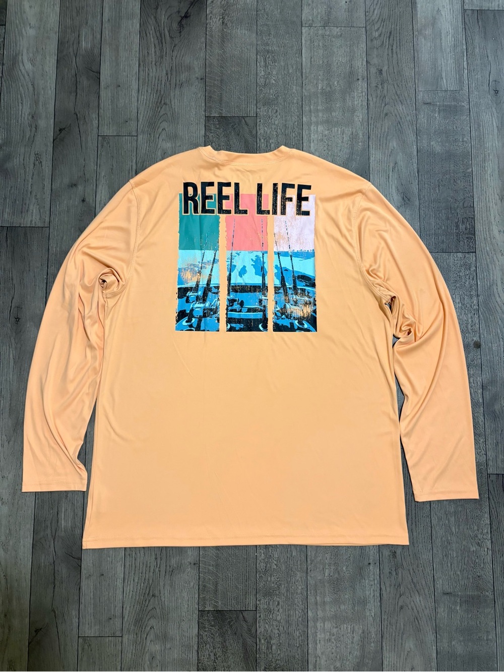 Reel Life Men’s Long-Sleeve Performance Shirt — Peach